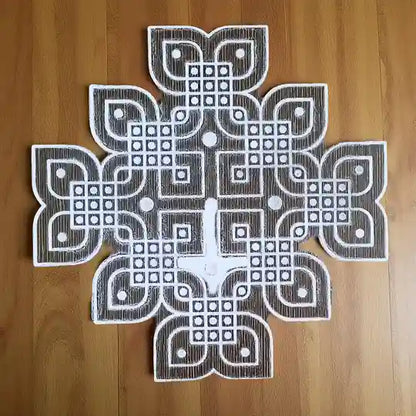 Rangly Padi Kolam Model 1  Rangoli Stencil Wooden  10x10 Inches  Pack of 1 Piece