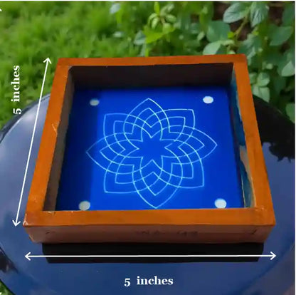 Rangly Hruday Kamal Kolam Rangoli Stencil Wooden 5*5 Inches Pack of 1 piece