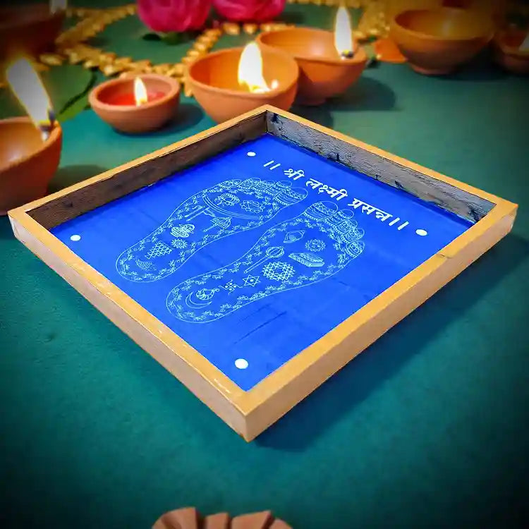 Rangly Shri Laxmi Prasanna  Rangoli Stencil Wooden 10x10 Inches  Pack of 1 Piece