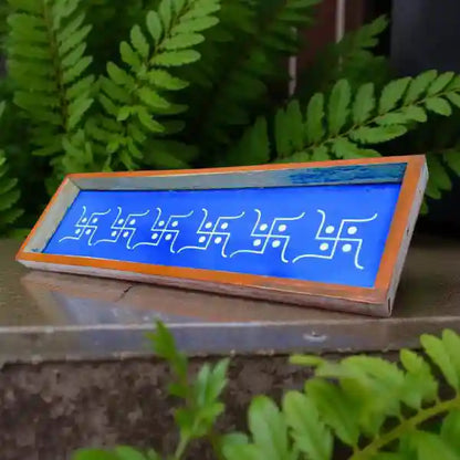 Rangly Swastik  Border  Rangoli Stencil Wooden 17x5 Inches  Pack of 1 Piece