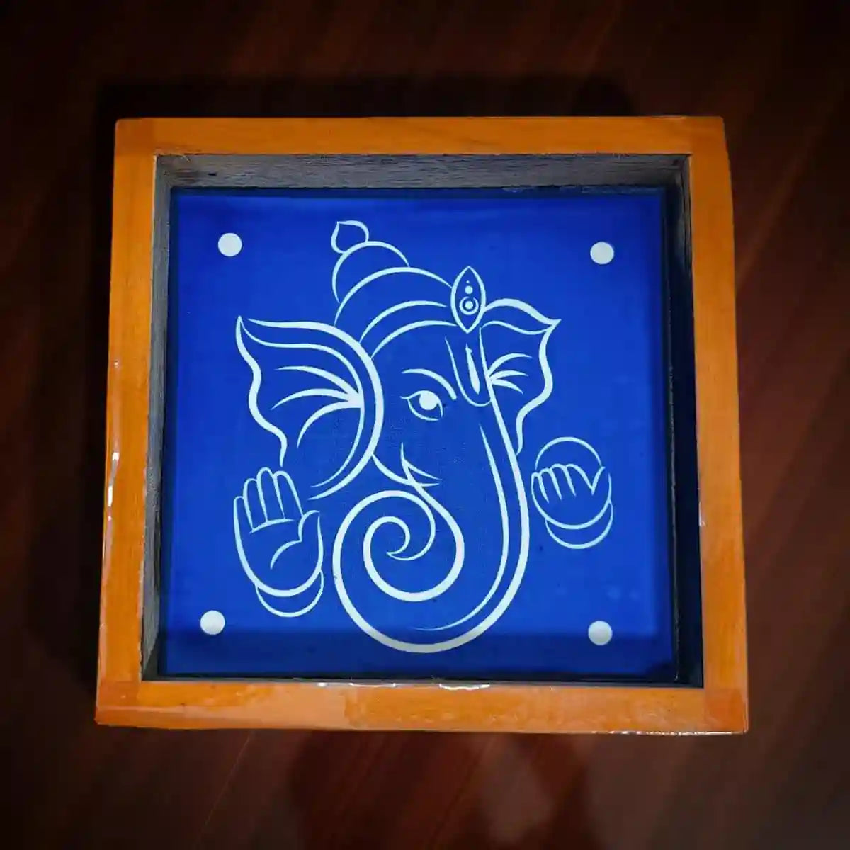 Rangly Ganesha Rangoli Kolam Stencil Wooden 5*5 Inches Pack of 1 Piece
