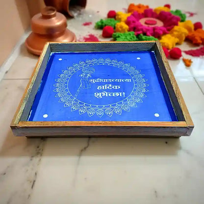 Rangly Gudi Padwa  Rangoli Stencil Wooden  10x10 Inches  Pack of 1 Piece