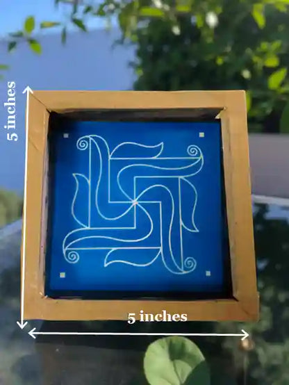 Rangly  Swastik Spiral Rangoli Stencil Wooden 5*5 Inches Pack of 1 piece