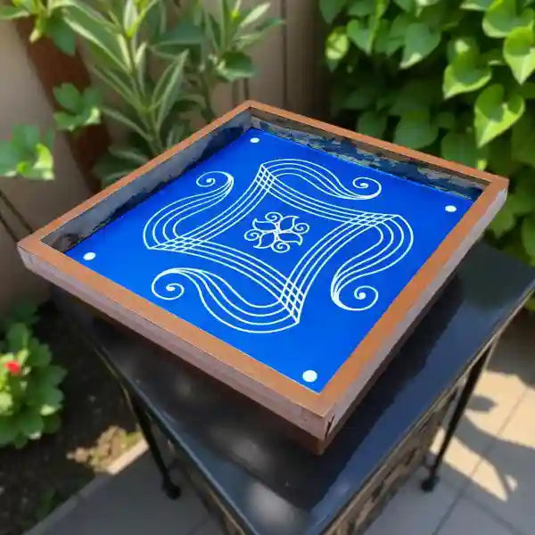 Rangly Iyengar Padi Kolam Rangoli Stencil Model 3 Wooden 10×10 Inches  Pack of 1 piece