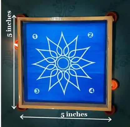 Rangly  Flower Padi Kolam Rangoli Stencil Wooden 5*5 Inches Pack of 1 piece