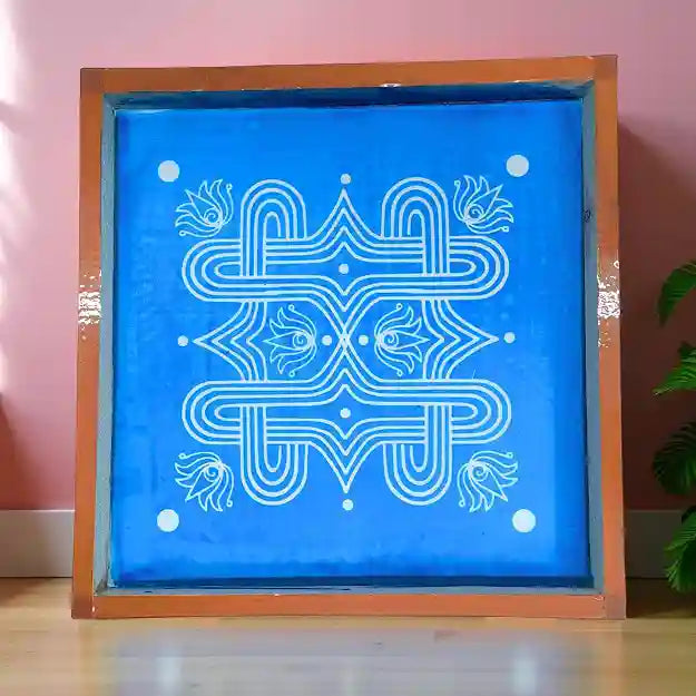 Rangly Padi Kolam Model 4  Rangoli Stencil Wooden  10x10 Inches  Pack of 1 Piece