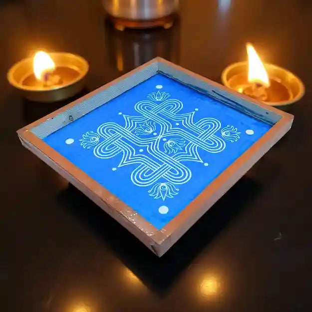 Rangly Padi Kolam Model 4  Rangoli Stencil Wooden  10x10 Inches  Pack of 1 Piece