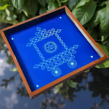 Rangly Ratham Kolam  Rangoli Stencil Wooden  10x10 Inches  Pack of 1 Piece