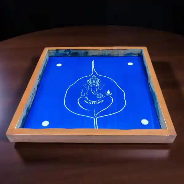 Rangly Leaf Ganesh Rangoli Stencil Wooden  10x10 Inches  Pack of 1 Piece