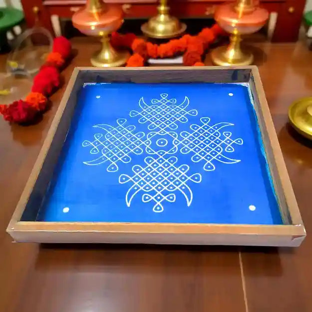 Rangly Kambi Kolam Model 1 Rangoli Stencil Wooden  10x10 Inches  Pack of 1 Piece