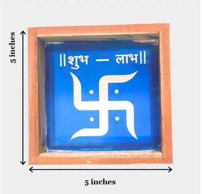 Rangly  Shubh Labh with Swastik Rangoli Stencil Wooden 5*5 Inches Pack of 1 piece