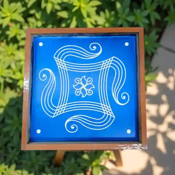 Rangly Iyengar Padi Kolam Rangoli Stencil Model 3 Wooden 10×10 Inches  Pack of 1 piece