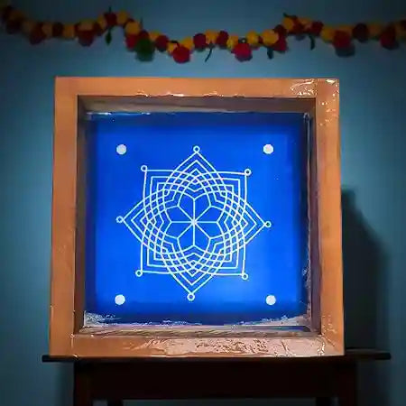 Rangly Hrudaya Kamala Rangoli Stencil Wooden 5*5 Inches Pack of 1 piece