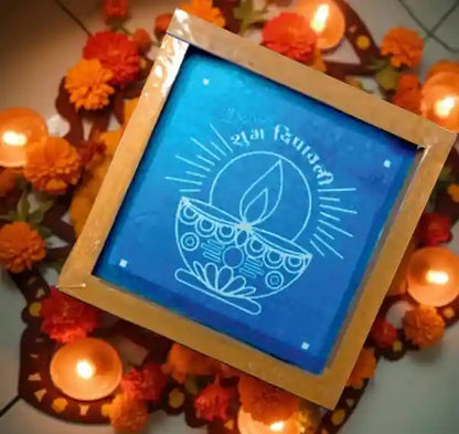 Rangly  Diya  Rangoli Stencil Wooden 5*5 Inches Pack of 1 piece