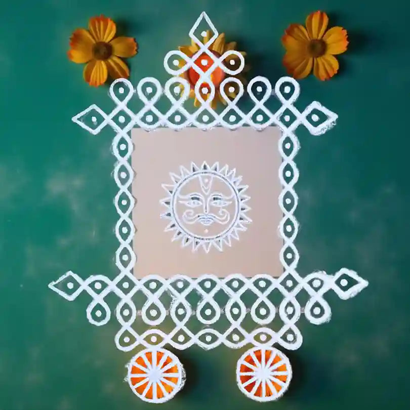 Rangly Ratham Kolam  Rangoli Stencil Wooden  10x10 Inches  Pack of 1 Piece