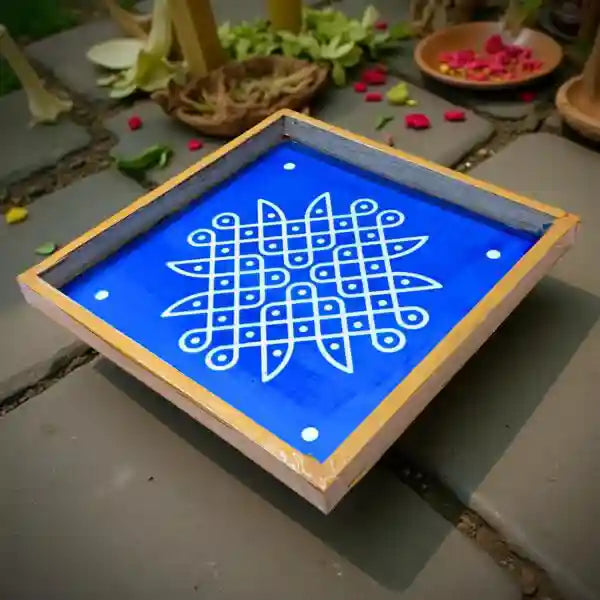 Rangly Kambi Kolam Model 6 Rangoli Stencil Wooden 10x10 Inches  Pack of 1 Piece