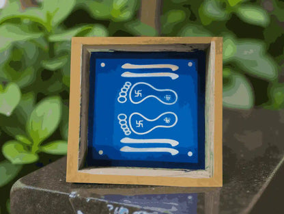 Rangly Lakshmi Feet with Swastik Rangoli Stencil Wooden 5*5 Inches Pack of 1 piece