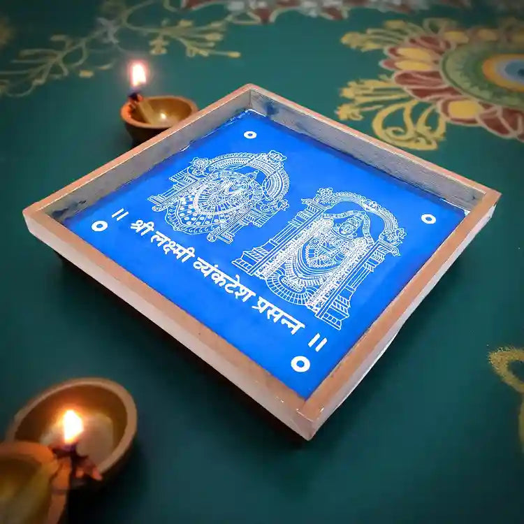 Rangly Sri Lakshmi Venkateshwara  Rangoli Stencil Wooden  10x10 Inches  Pack of 1 Piece