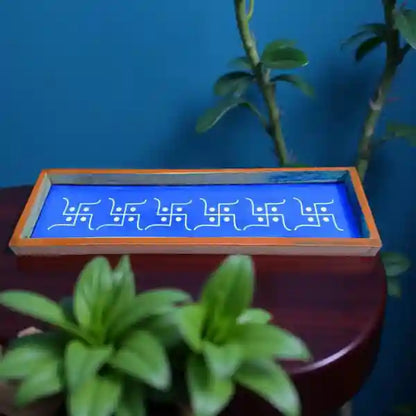 Rangly Swastik  Border  Rangoli Stencil Wooden 17x5 Inches  Pack of 1 Piece