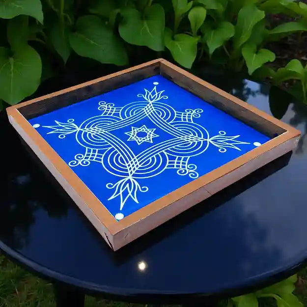 Rangly Iyengar Padi Kolam Rangoli Stencil Model 5  Wooden  10x10 Inches  Pack of 1 Piece