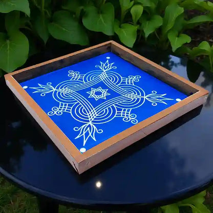 Rangly Iyengar Padi Kolam Rangoli Stencil Model 5  Wooden  10x10 Inches  Pack of 1 Piece