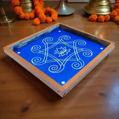 Rangly Iyengar Padi Kolam Rangoli Stencil Model 2 Wooden 10×10 Inches  Pack of 1 piece