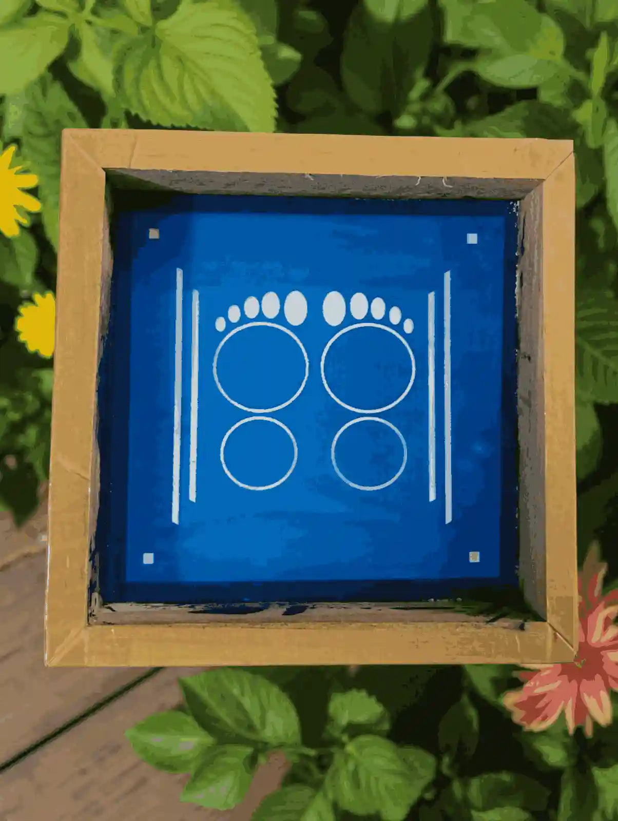 Rangly   Padham Design with Border Rangoli Stencil Wooden 5*5 Inches Pack of 1 piece