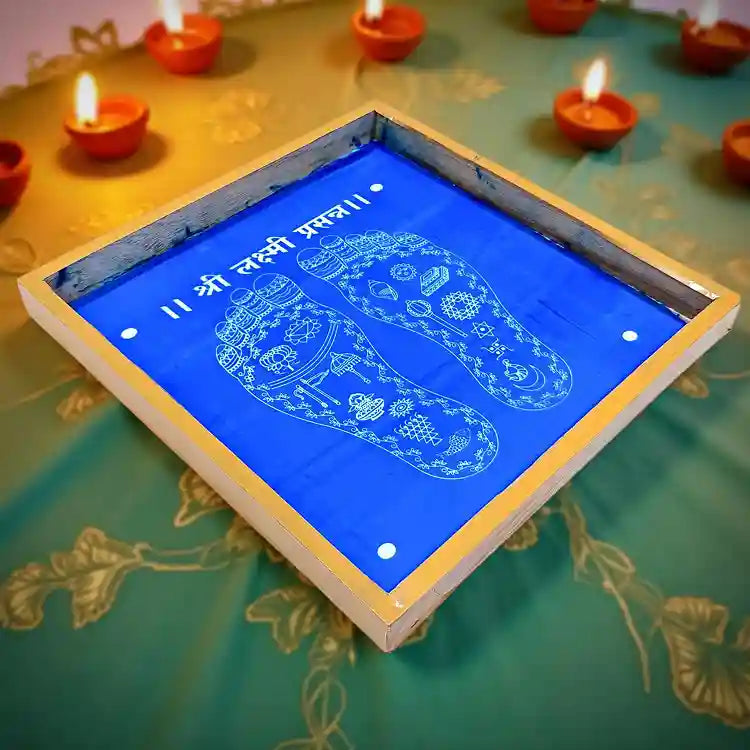 Rangly Shri Laxmi Prasanna  Rangoli Stencil Wooden 10x10 Inches  Pack of 1 Piece