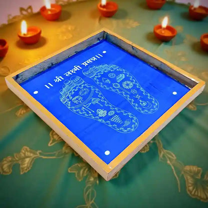 Rangly Shri Laxmi Prasanna  Rangoli Stencil Wooden 10x10 Inches  Pack of 1 Piece