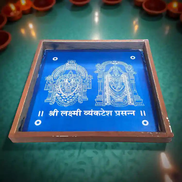 Rangly Sri Lakshmi Venkateshwara  Rangoli Stencil Wooden  10x10 Inches  Pack of 1 Piece