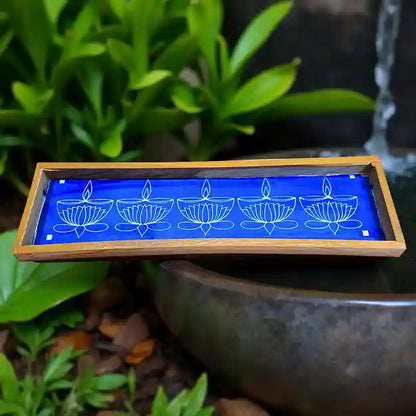 Rangly Lotus Agal Diya  Border Rangoli  Wooden 17x5 Inches  Pack of 1 Piece