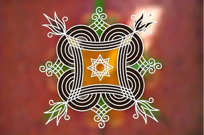 Rangly Iyengar Padi Kolam Rangoli Stencil Model 5  Wooden  10x10 Inches  Pack of 1 Piece