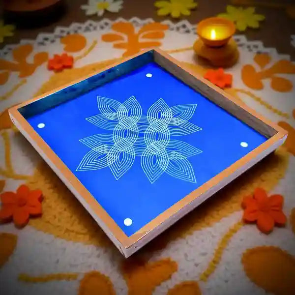 Rangly Padi Kolam Model 7  Rangoli Stencil Wooden  10x10 Inches  Pack of 1 Piece