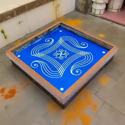 Rangly Iyengar Padi Kolam Rangoli Stencil Model 3 Wooden 10×10 Inches  Pack of 1 piece