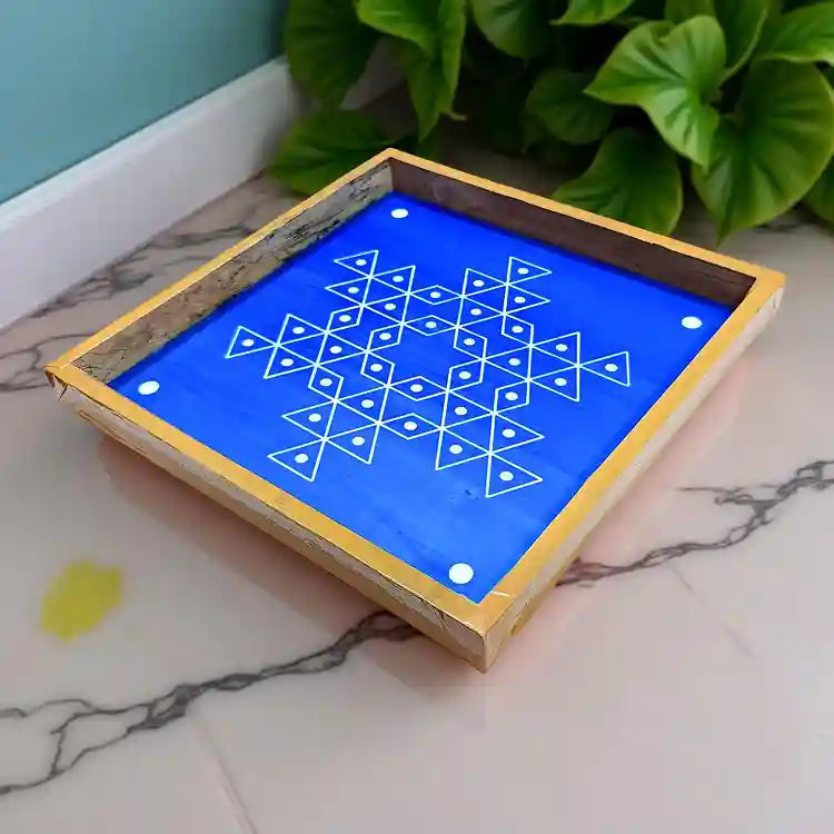 Rangly Star Flower Padi  Rangoli Stencil Wooden  10x10 Inches  Pack of 1 Piece