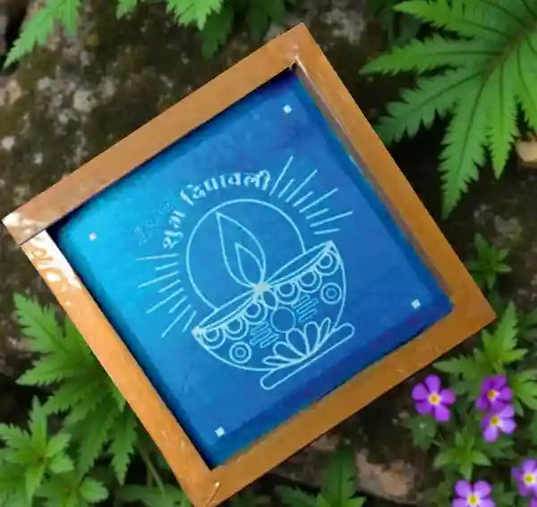 Rangly  Diya  Rangoli Stencil Wooden 5*5 Inches Pack of 1 piece