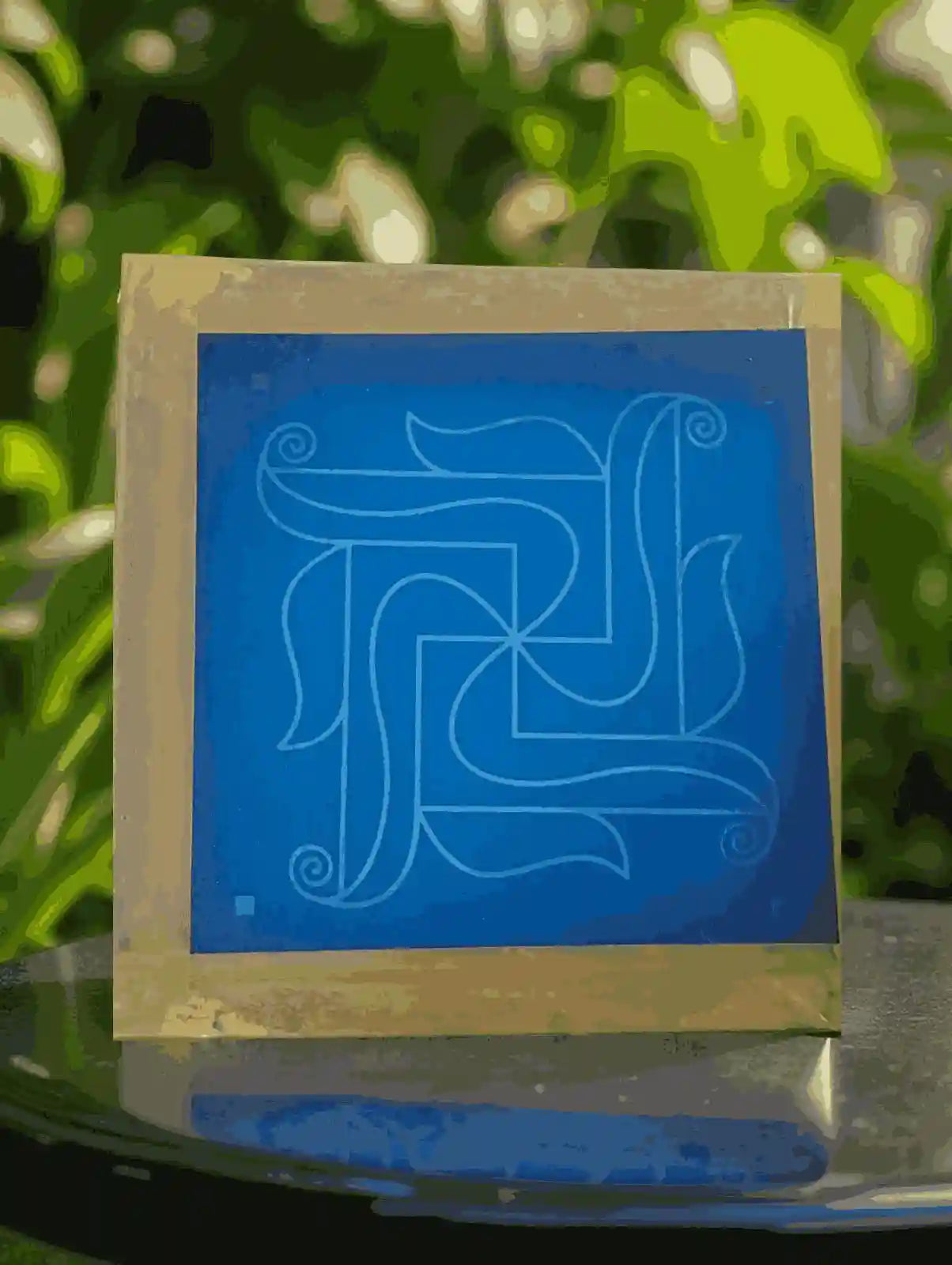 Rangly  Swastik Spiral Rangoli Stencil Wooden 5*5 Inches Pack of 1 piece