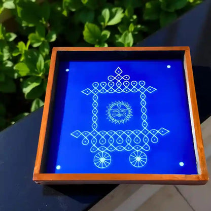 Rangly Ratham Kolam  Rangoli Stencil Wooden  10x10 Inches  Pack of 1 Piece