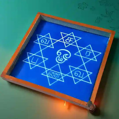 Rangly Saravana Bhava Kolam  Rangoli Stencil Wooden  10x10 Inches  Pack of 1 Piece