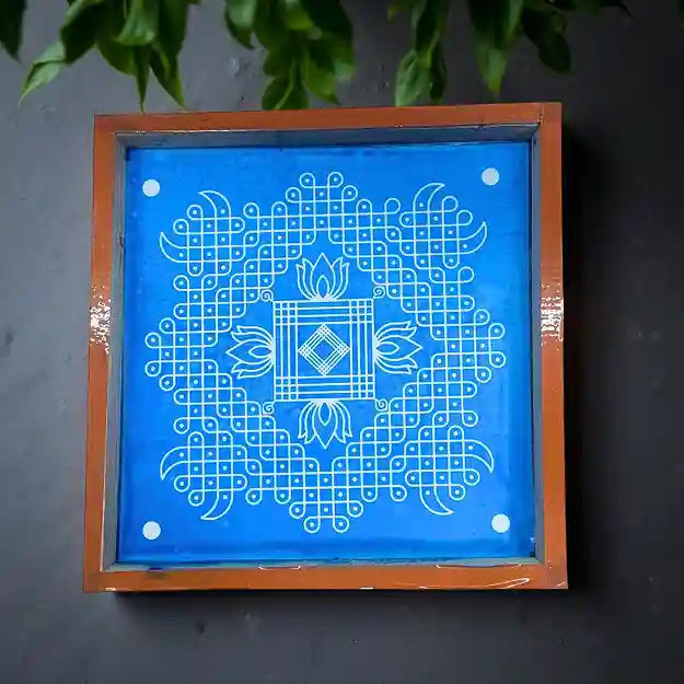 Rangly Kambi Kolam Model 3 Rangoli Stencil Wooden  10x10 Inches  Pack of 1 Piece