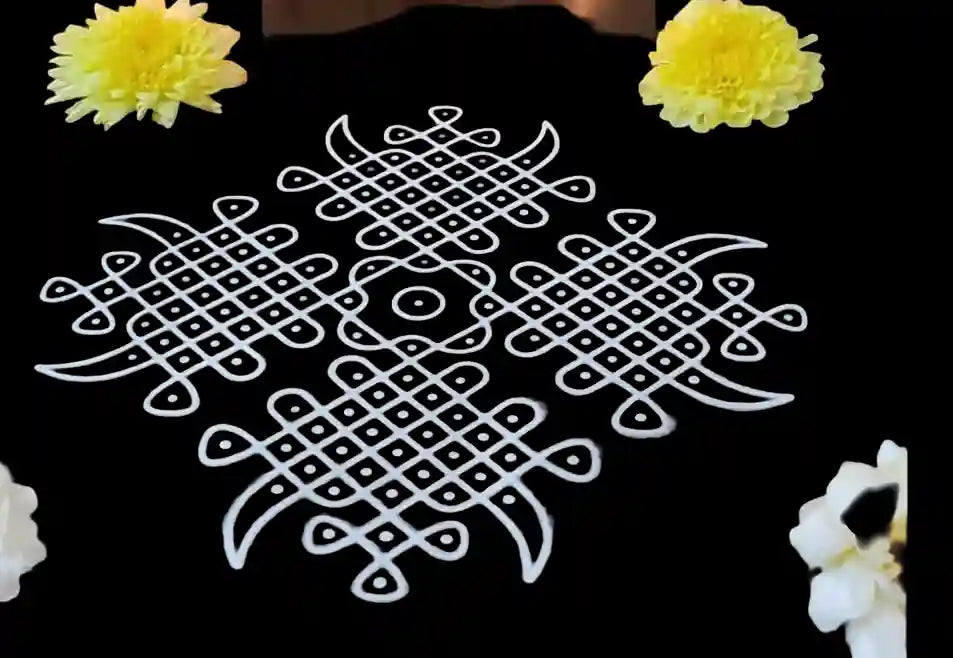 Rangly Kambi Kolam Model 1 Rangoli Stencil Wooden  10x10 Inches  Pack of 1 Piece