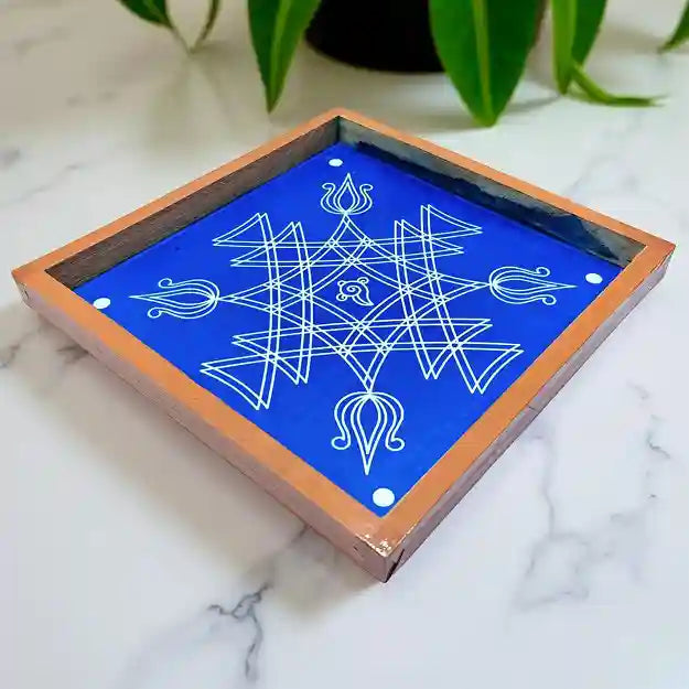 Rangly Iyengar Padi Kolam Rangoli Stencil Model 1 Wooden 10×10 Inches  Pack of 1 piece