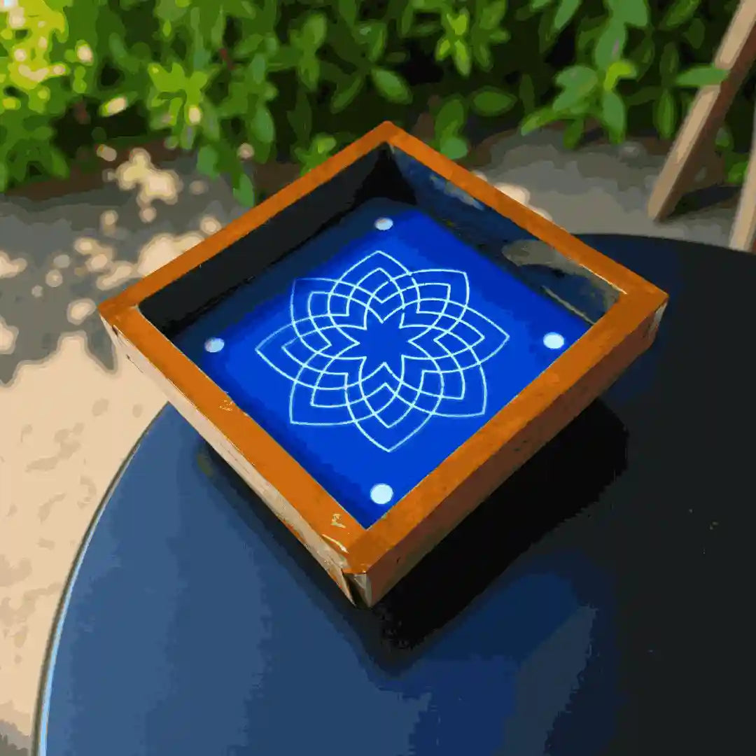 Rangly Hruday Kamal Kolam Rangoli Stencil Wooden 5*5 Inches Pack of 1 piece