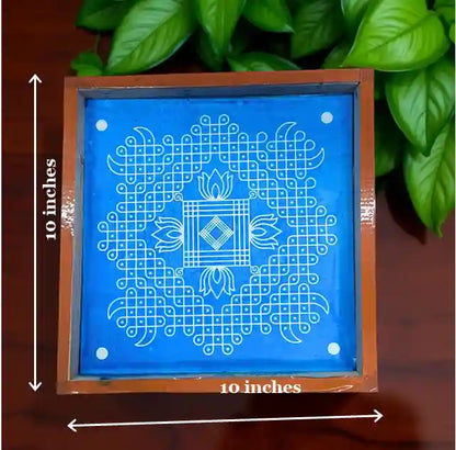 Rangly Kambi Kolam Model 3 Rangoli Stencil Wooden  10x10 Inches  Pack of 1 Piece