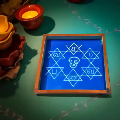 Rangly Saravana Bhava Kolam  Rangoli Stencil Wooden  10x10 Inches  Pack of 1 Piece