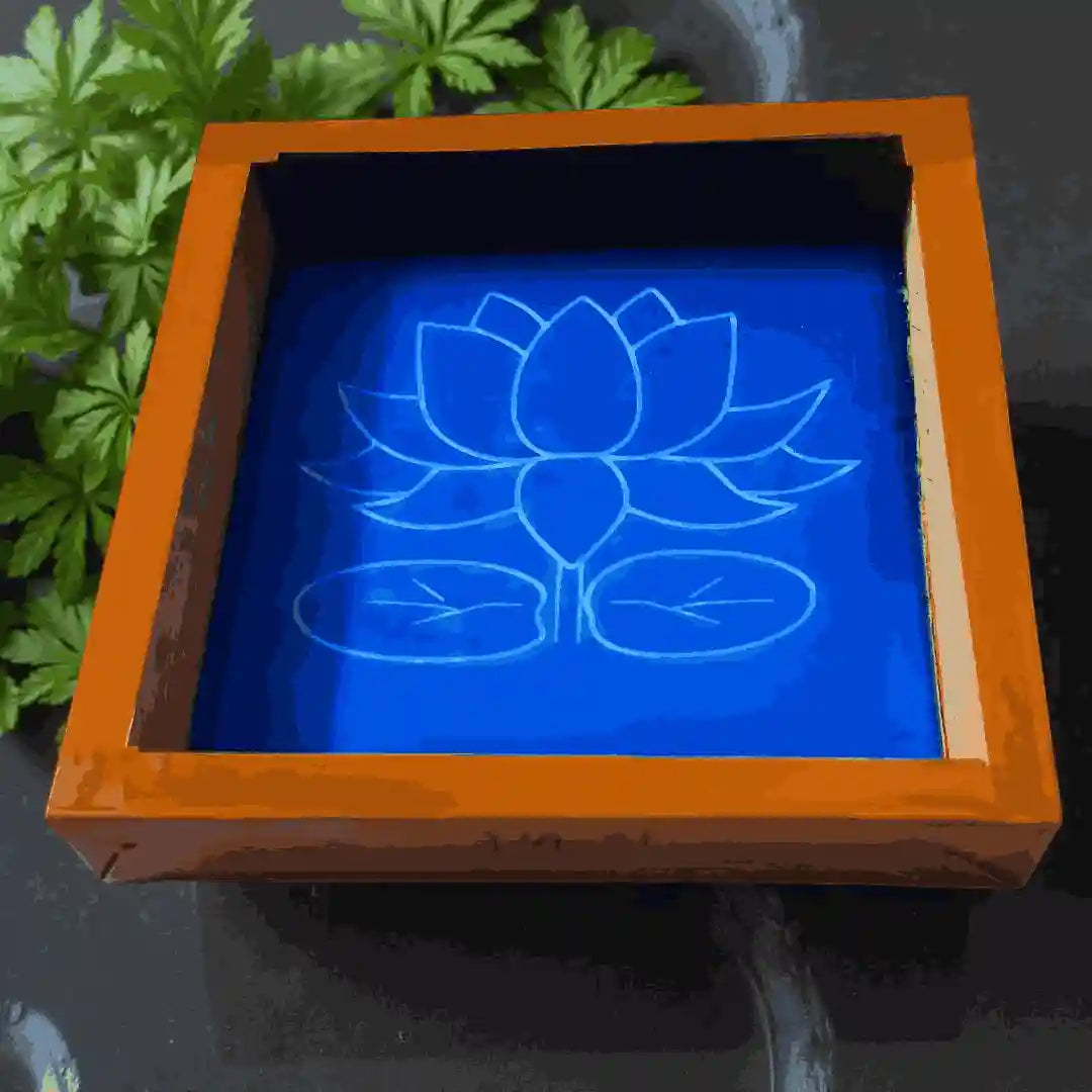 Rangly Lotus Flower with Petals  Rangoli Stencil Wooden 5*5 Inches Pack of 1 piece