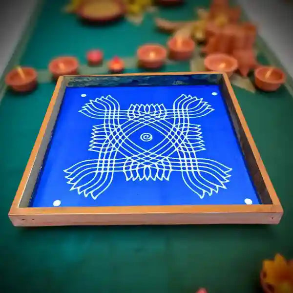 Rangly Padi Kolam Model 6  Rangoli Stencil Wooden  10x10 Inches  Pack of 1 Piece
