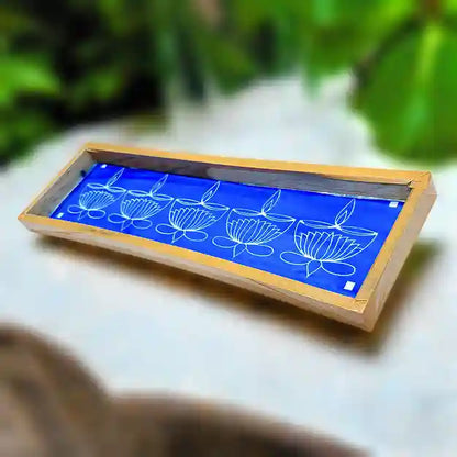 Rangly Lotus Agal Diya  Border Rangoli  Wooden 17x5 Inches  Pack of 1 Piece