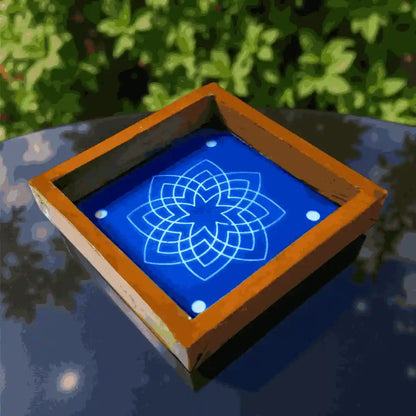 Rangly Hruday Kamal Kolam Rangoli Stencil Wooden 5*5 Inches Pack of 1 piece