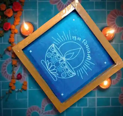 Rangly  Diya  Rangoli Stencil Wooden 5*5 Inches Pack of 1 piece